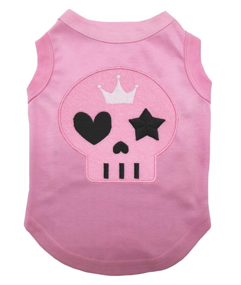 Petitebella Pink Skull Face Puppy Dog Shirt (Pink, Medium)